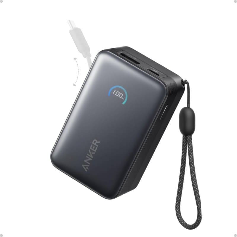 Anker Nano Power Bank - 10000mAh - 45W - Built-In Retractable USB-C Cable - CH