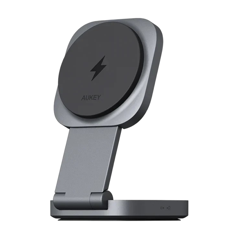 Aukey MagFusion L Qi2 2-in-1 Foldable Magnetic Wireless Charging Station - Black - LC-MC211