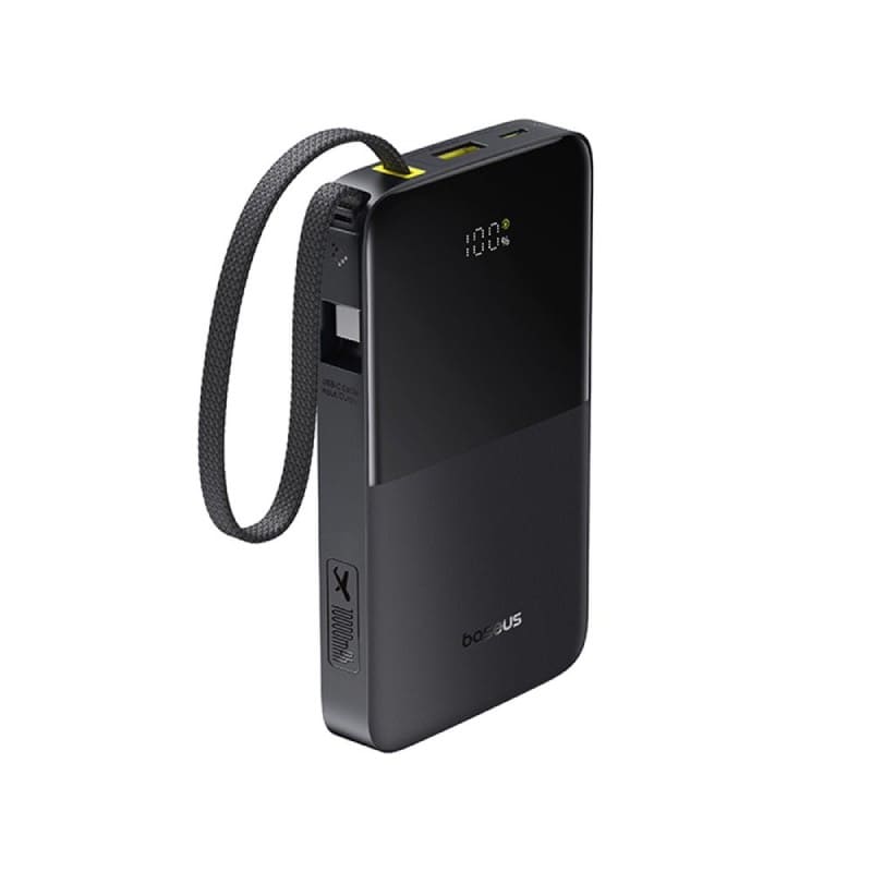 Baseus FC51 Bipow2 Pro Power Bank 10000mAh 22.5W with Built-in Cable & Digital Display – Black