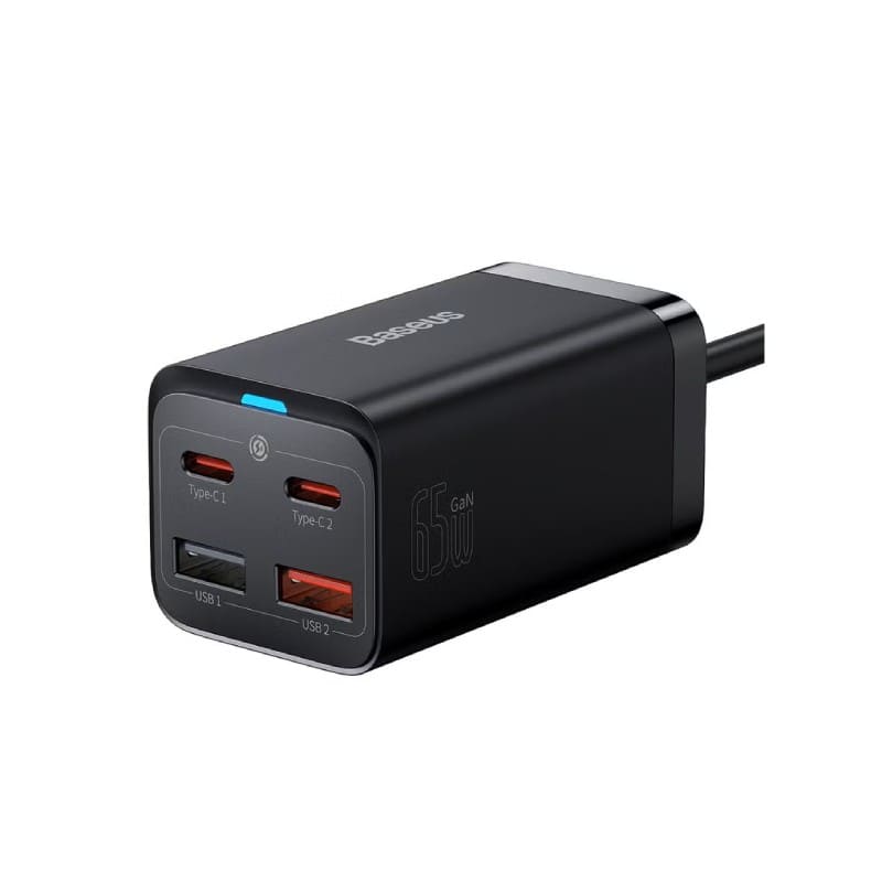 Baseus GaN3 Pro Desktop Powerstrip AC+2U+2C 65W EU – Black (Includes Baseus Xiaobai Series Type-C to Type-C 100W Cable 1m)