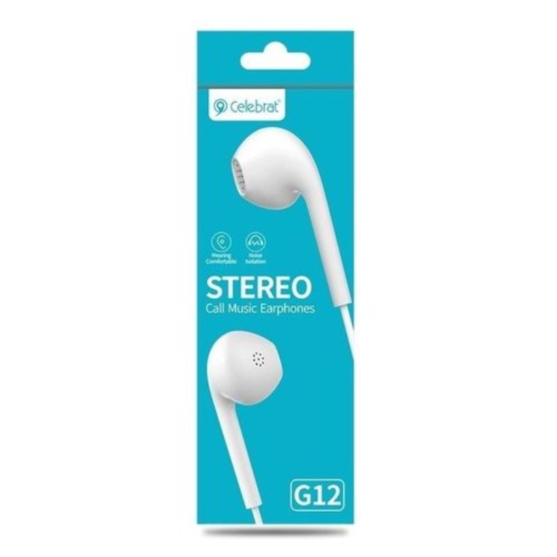 Celebrat G12 High Fidelity Wired Stereo Earphones - White