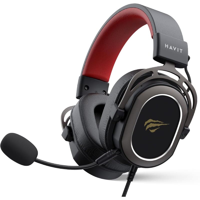 HAVIT H2008D Wired Gaming Headphones - 3.5mm Stereo Headset - Black/Red