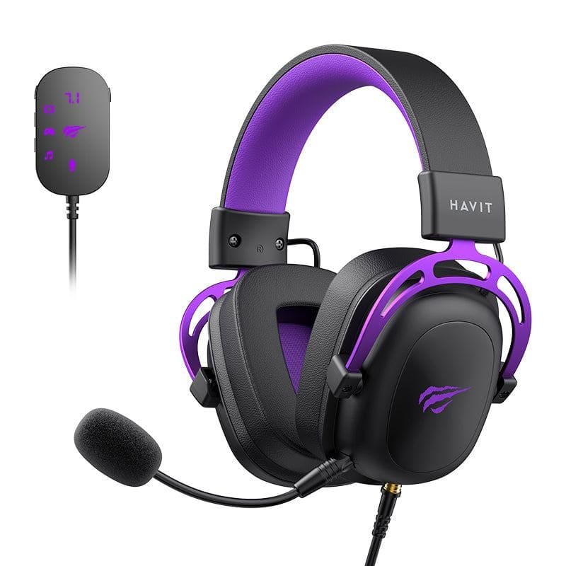 HAVIT H2002C+ 7.1 Gaming Headset 53mm Driver - USB + 3.5mm - Black/Purple