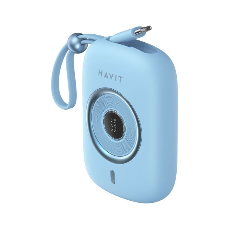 HAVIT PB5214 10000mAh Power Bank PD 35W Type-C Built-in Cable - Blue