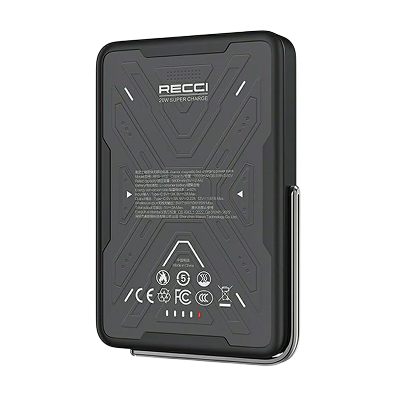 RECCI WARRIOR RPB-W32 Magnetic Wireless Power Bank 10000mAh 20W PD / 15W Wireless - Black