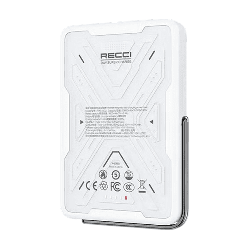 RECCI WARRIOR RPB-W32 Magnetic Wireless Power Bank 10000mAh 20W PD / 15W Wireless - White