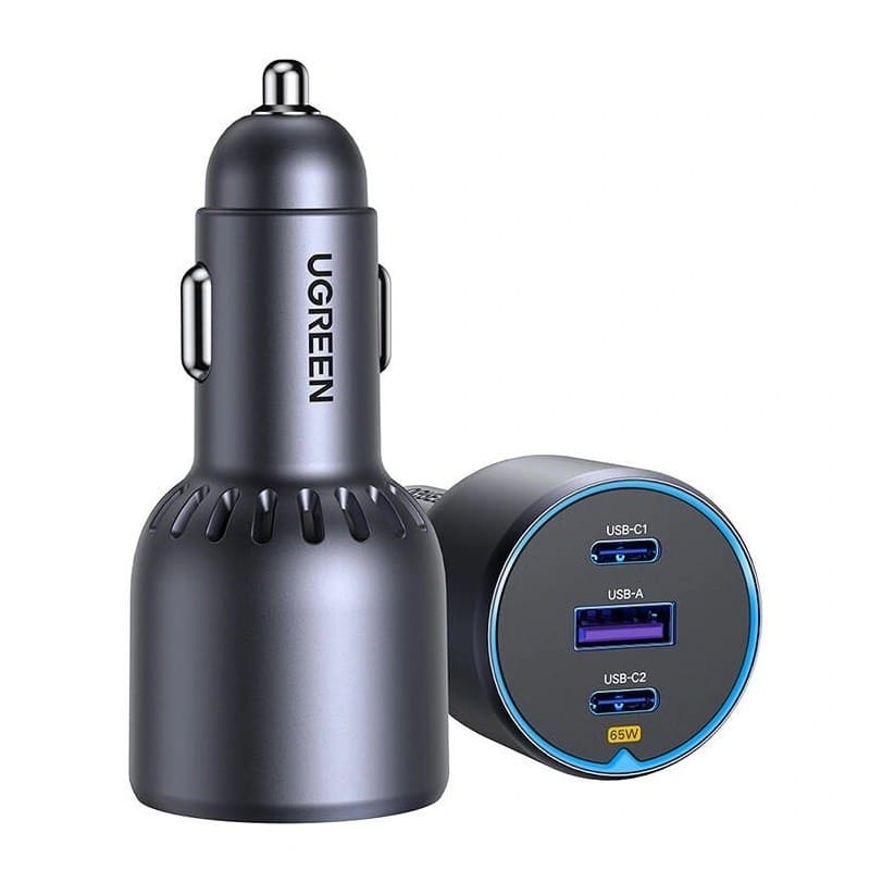 UGREEN EC703 75W 3-Port Car Charger - 2 USB-C + 1 USB-A - Space Gray