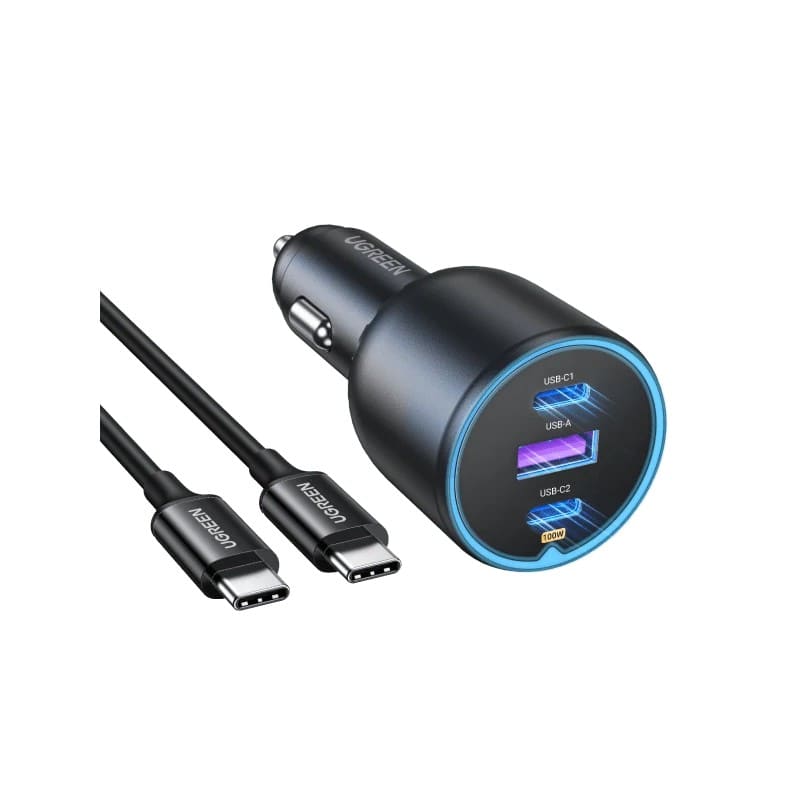 UGREEN Car Charger 130W - 2 USB-C + 1 USB-A - Gray - EC705 