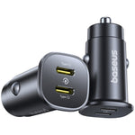 Baseus GoTrip 30W Car Charger with USB-C to USB-C Fast Charging – Black