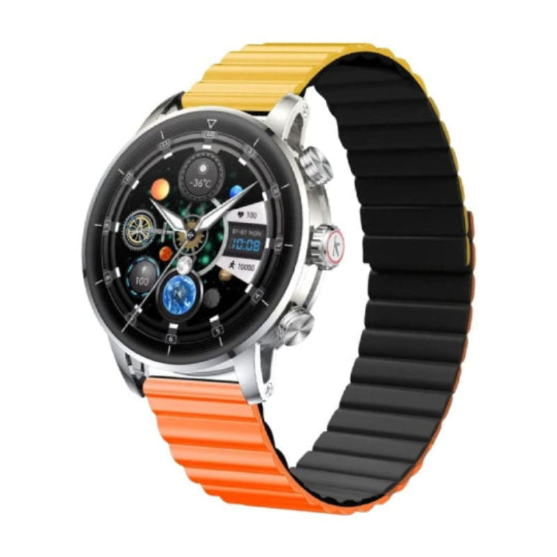 Kieslect KR 2 Pro AMOLED Smart Watch Bluetooth Calling Stainless Steel Strap - Orange / Yellow
